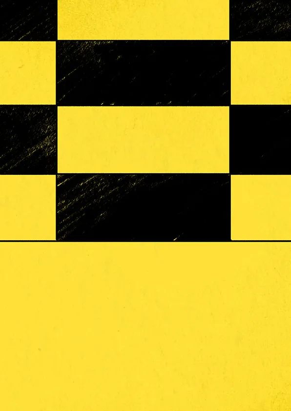 步骤1：首先我们用黑色勾线笔配合黑色马克笔在黄色卡纸上画出格子图案。