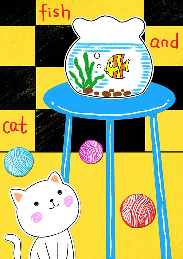 猫与鱼创意画