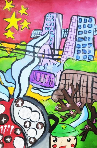 红色的重庆儿童创意作品