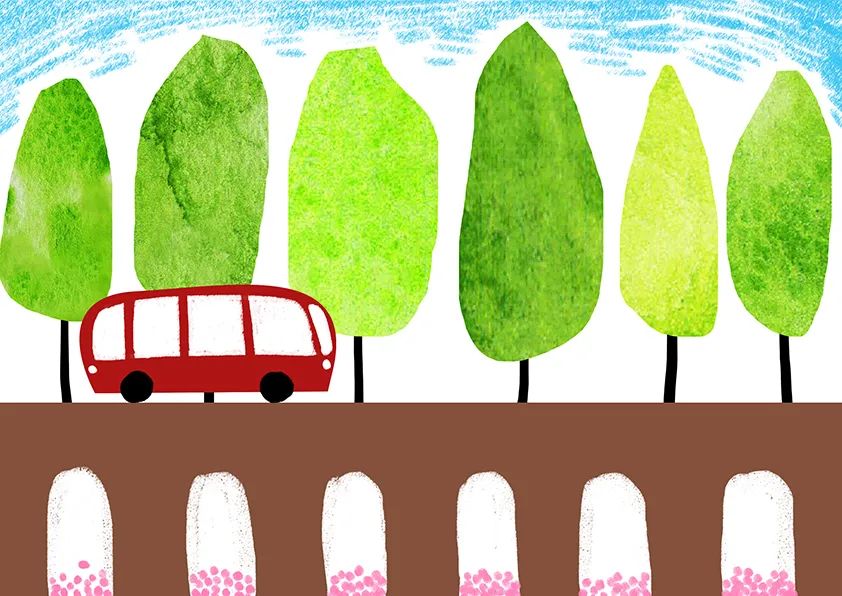 充满童趣的绘画—开往春天的巴士