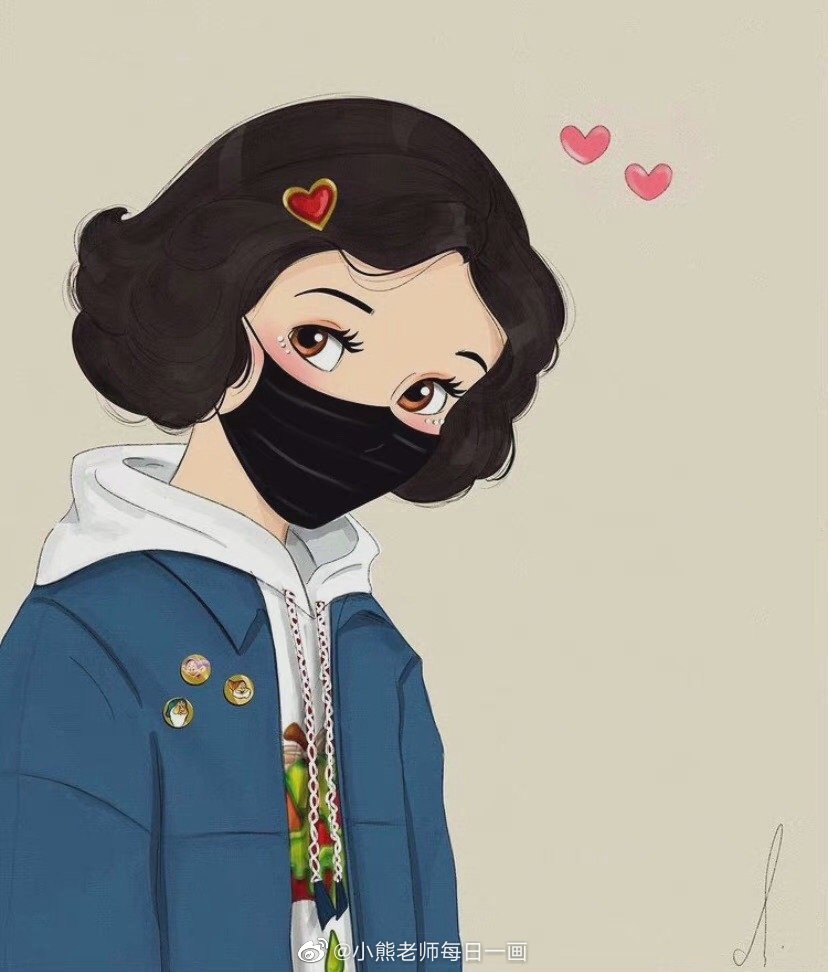 疫情主题儿童画迪士尼公主带上口罩-图1