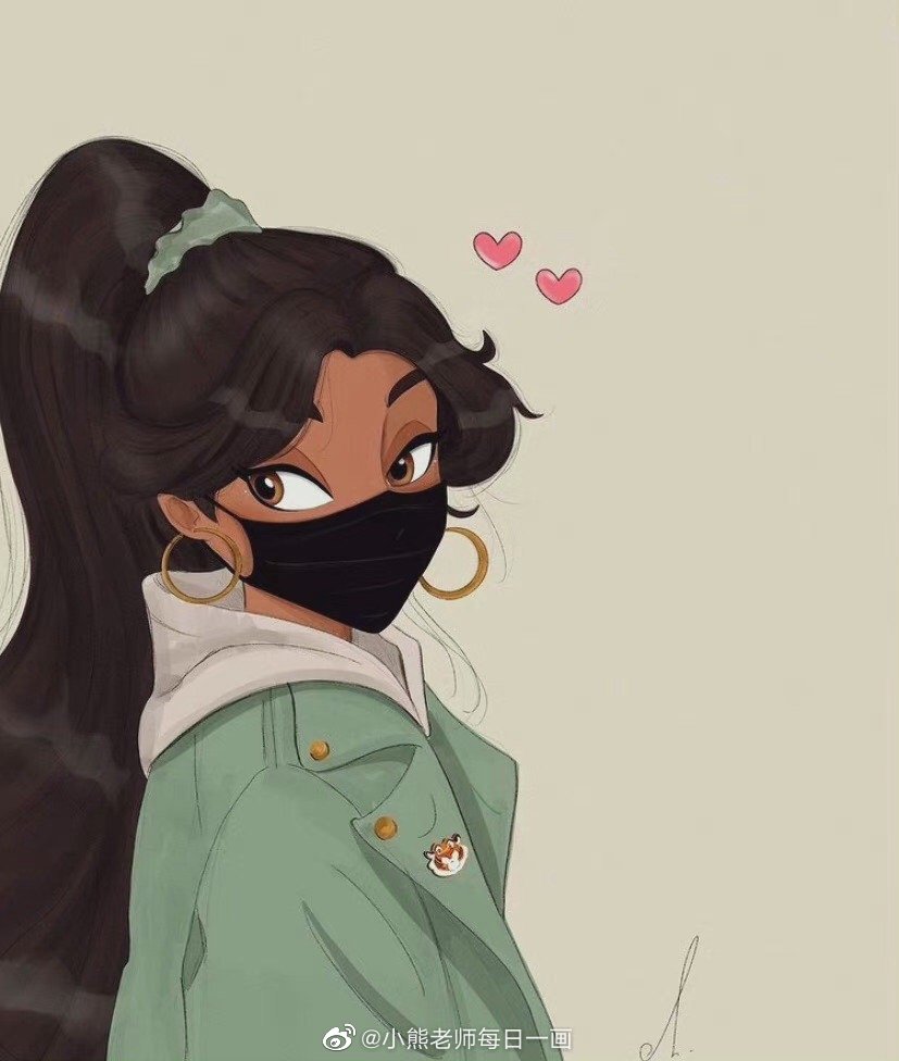 疫情主题儿童画迪士尼公主带上口罩-图8