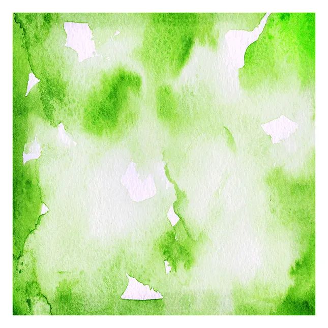步骤1：首先我们用绿色水粉颜料渲染画面的背景，四周的颜色可以深一些，中间相对较浅。