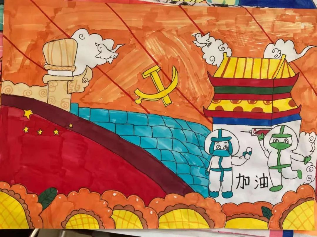 “抗击疫情，筑牢防线”学生绘画（8张）-图2