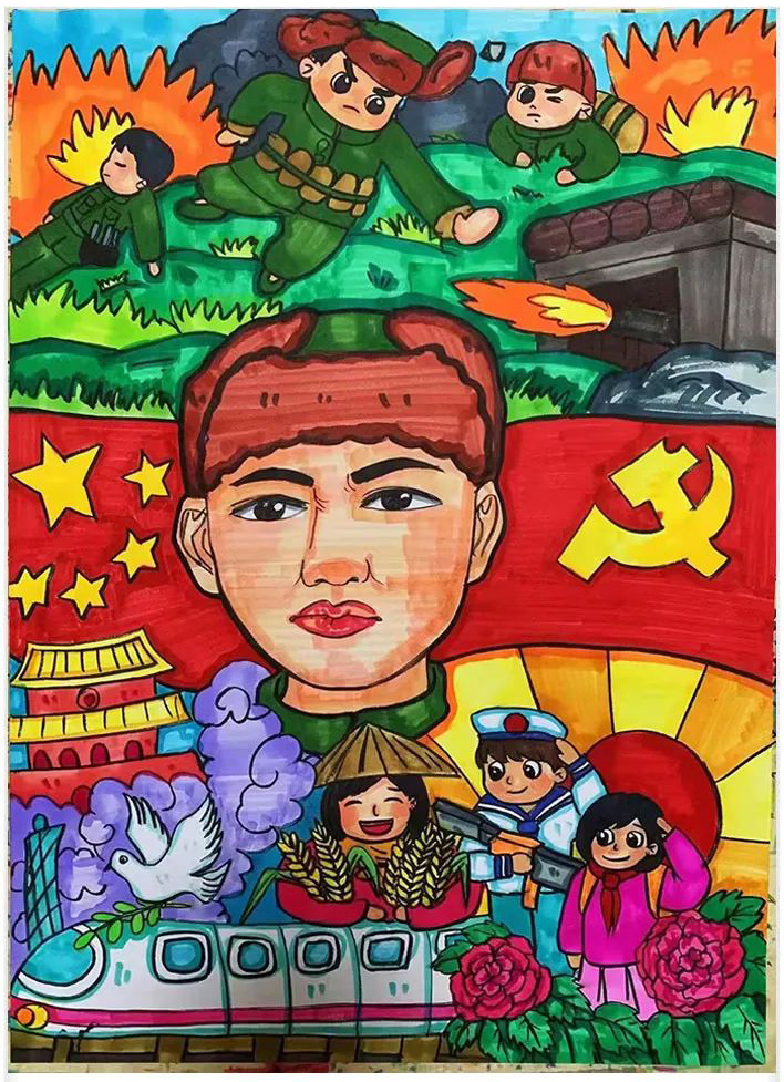 致敬英雄系列绘画作品之喜迎二十大，致敬真英雄-图1