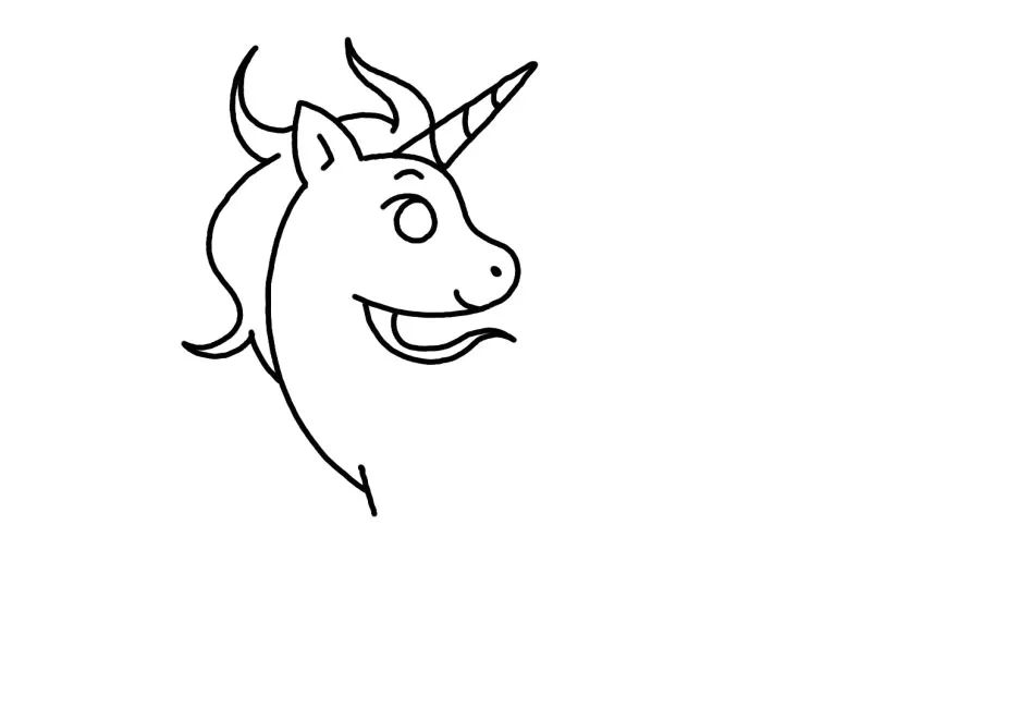 神秘生物独角兽简笔画画法步骤-图2