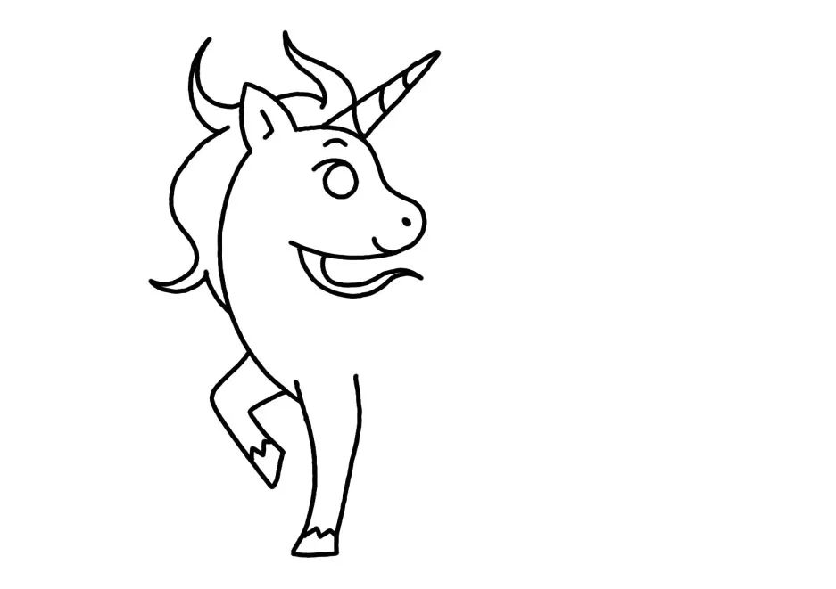 神秘生物独角兽简笔画画法步骤-图3