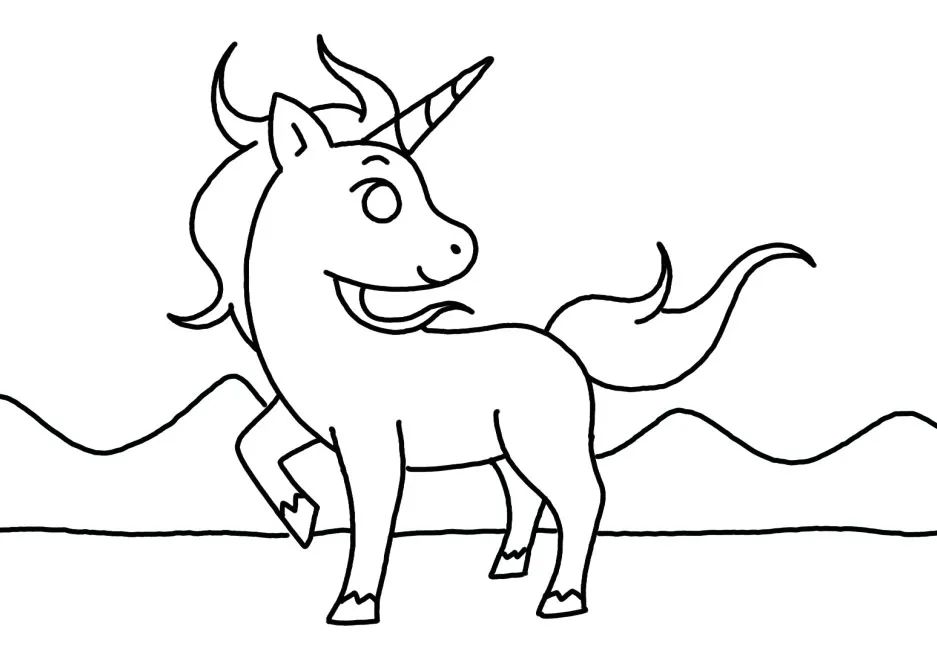 神秘生物独角兽简笔画画法步骤-图5