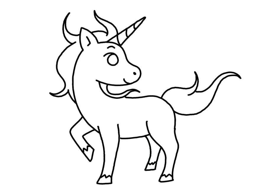 神秘生物独角兽简笔画画法步骤-图4