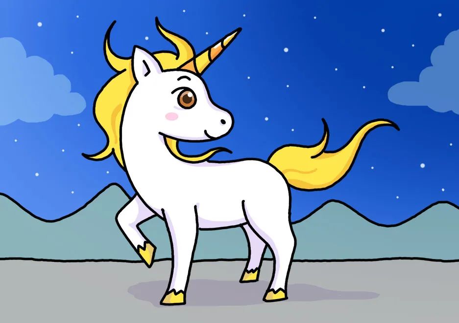 神秘生物独角兽简笔画画法步骤