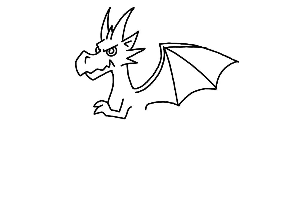 凶恶的巨龙简笔画画法步骤-图2