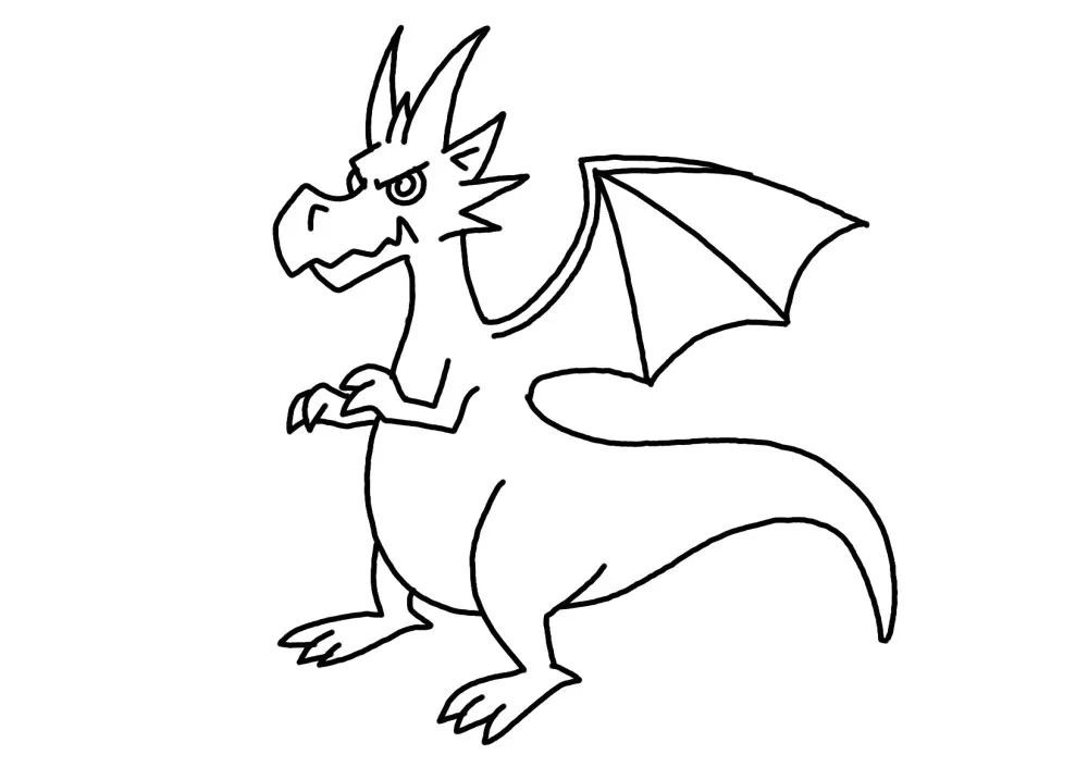 凶恶的巨龙简笔画画法步骤-图4