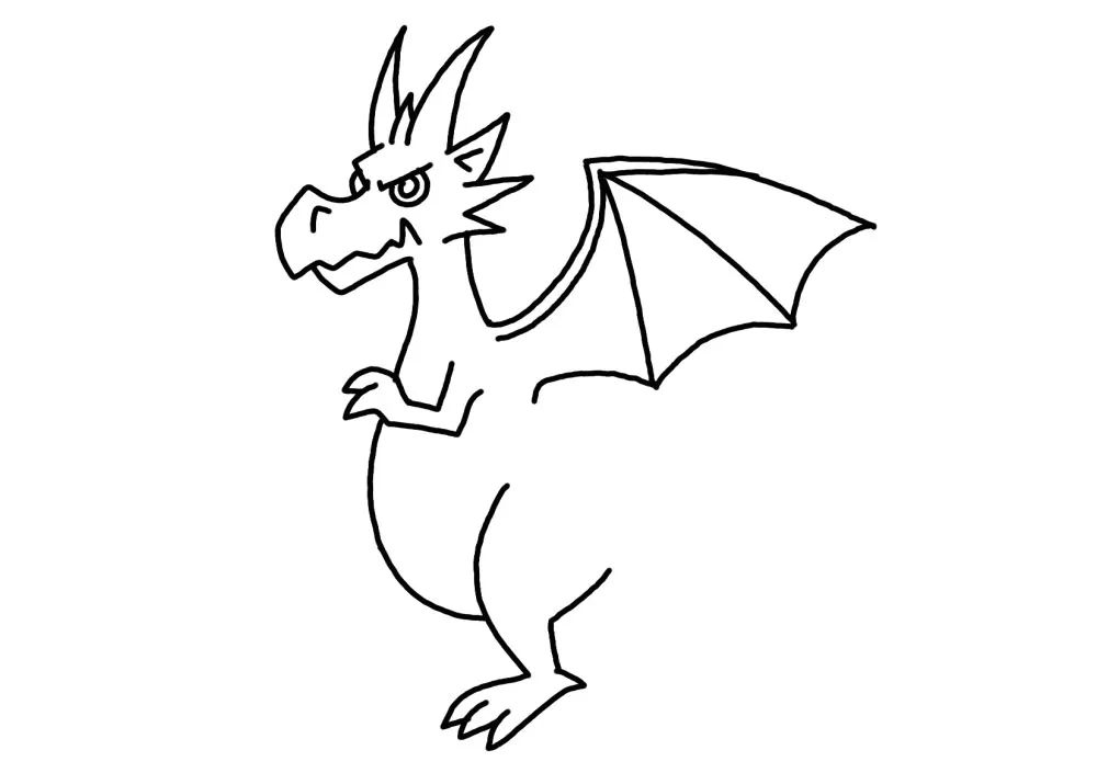 凶恶的巨龙简笔画画法步骤-图3