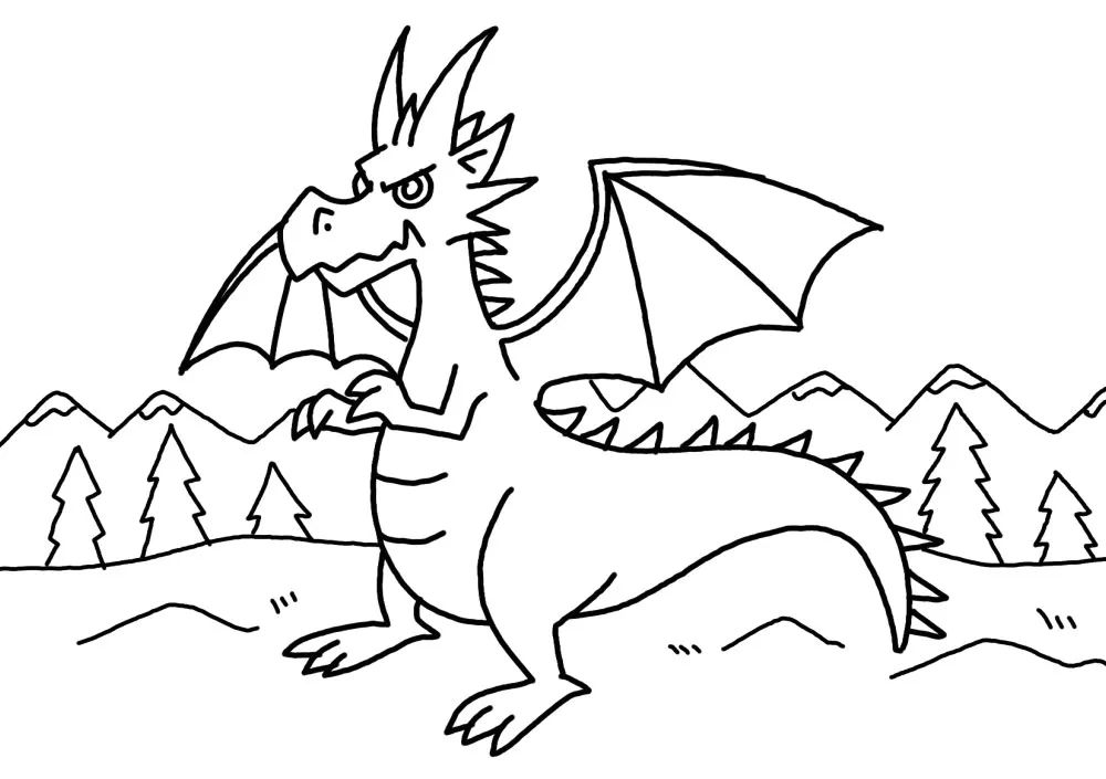 凶恶的巨龙简笔画画法步骤-图6