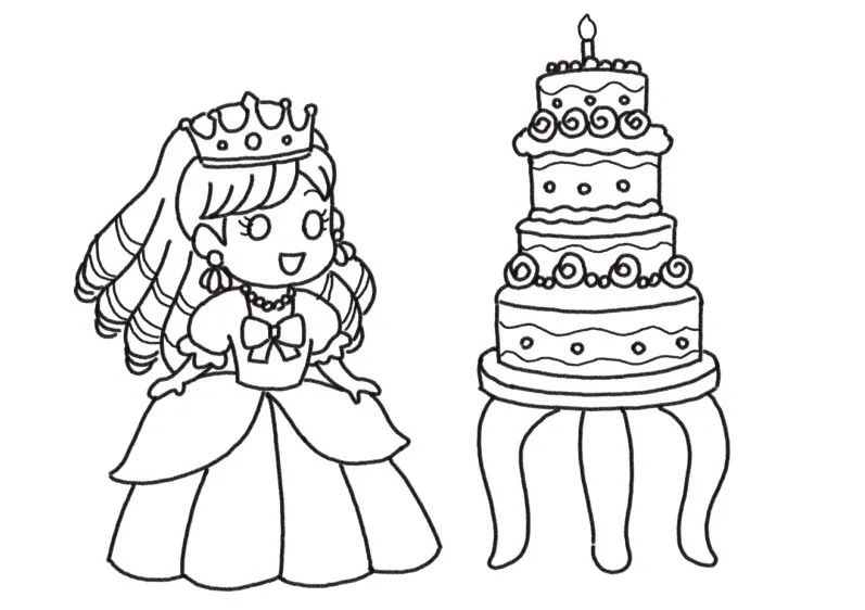 小公主的生日简笔画画法步骤-图5