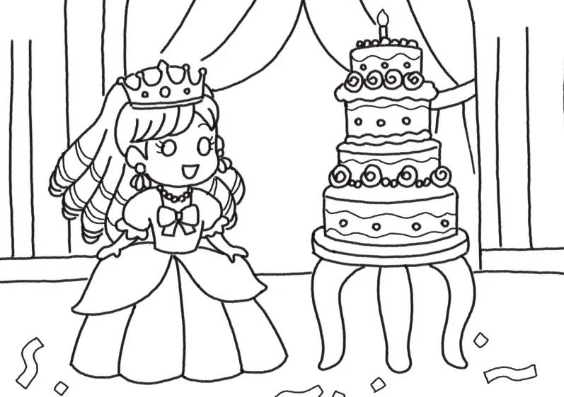 小公主的生日简笔画画法步骤-图6