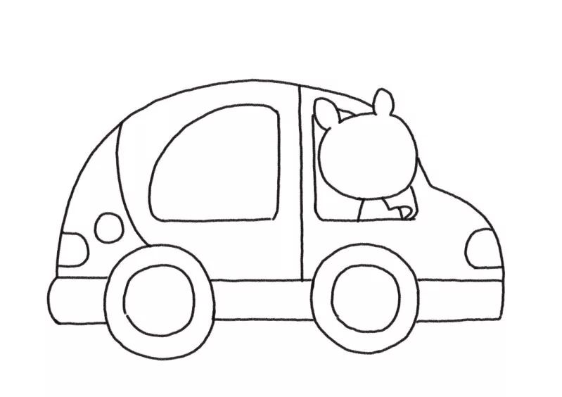 自驾小松鼠一家简笔画画法步骤-图3