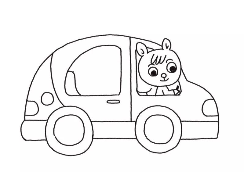 自驾小松鼠一家简笔画画法步骤-图4