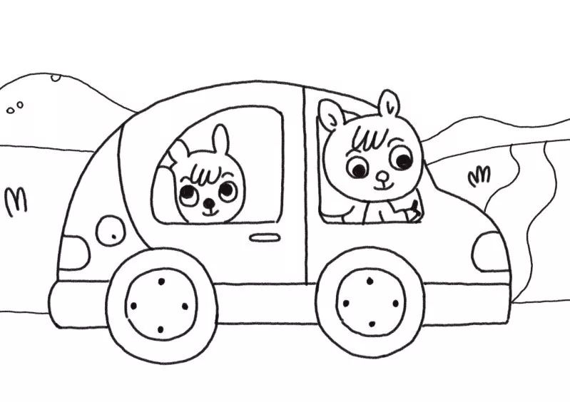 自驾小松鼠一家简笔画画法步骤-图6