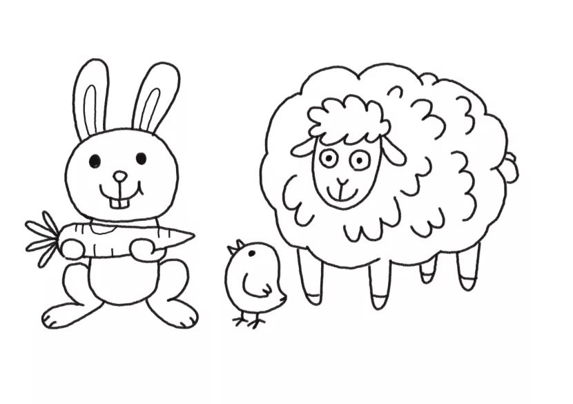 农场的可爱小动物们简笔画画法步骤-图5