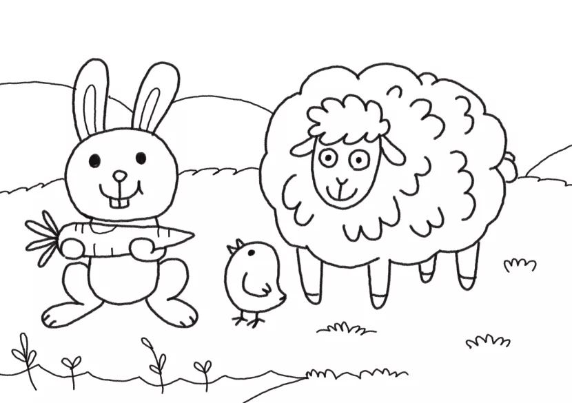 农场的可爱小动物们简笔画画法步骤-图6