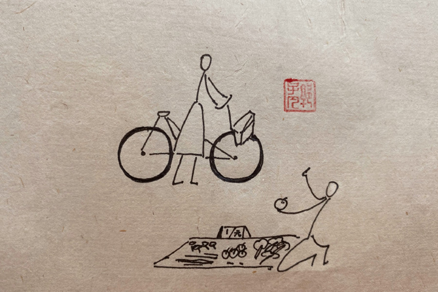 日出而作，日入而息 生活风景简笔画图片-图4