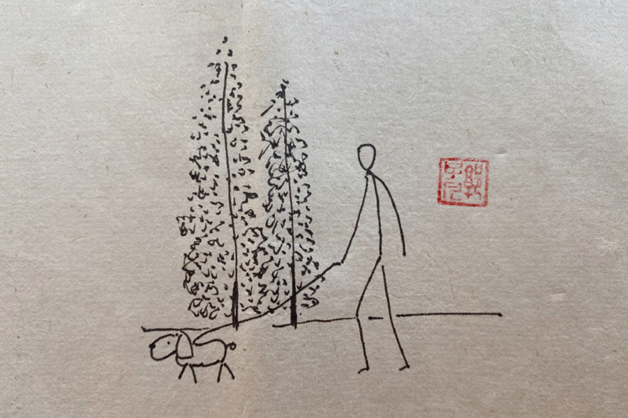 日出而作，日入而息 生活风景简笔画图片-图7