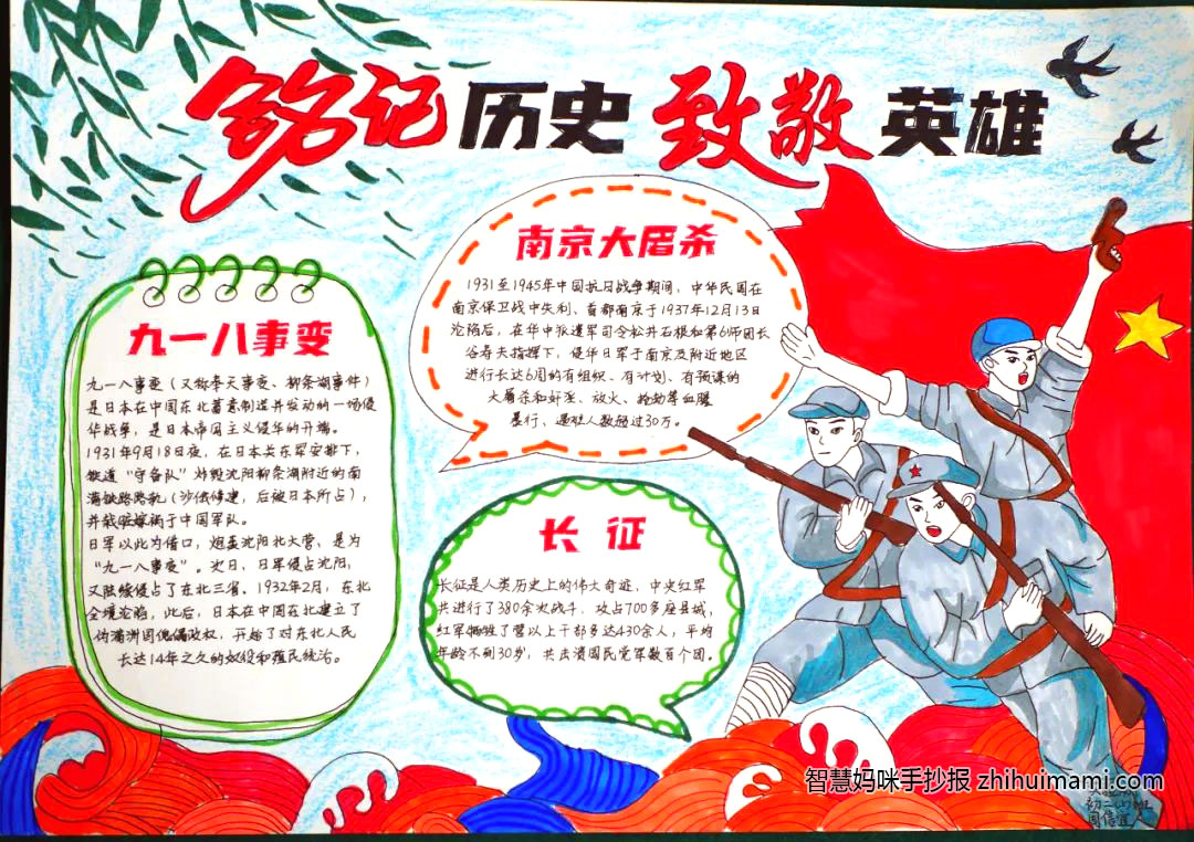 “铭记历史，致敬英雄”清明节手抄报（10张）-图1