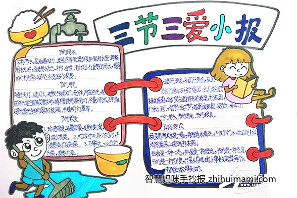 三爱三节：节水节电节粮手抄报-图1