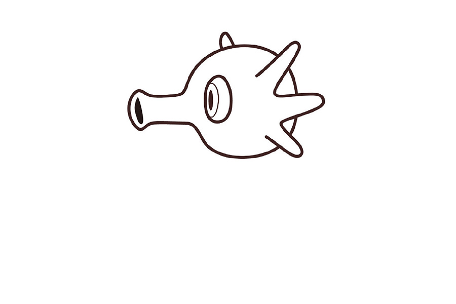 皮卡丘和他的朋友们系列之墨海马简笔画画法步骤-图4