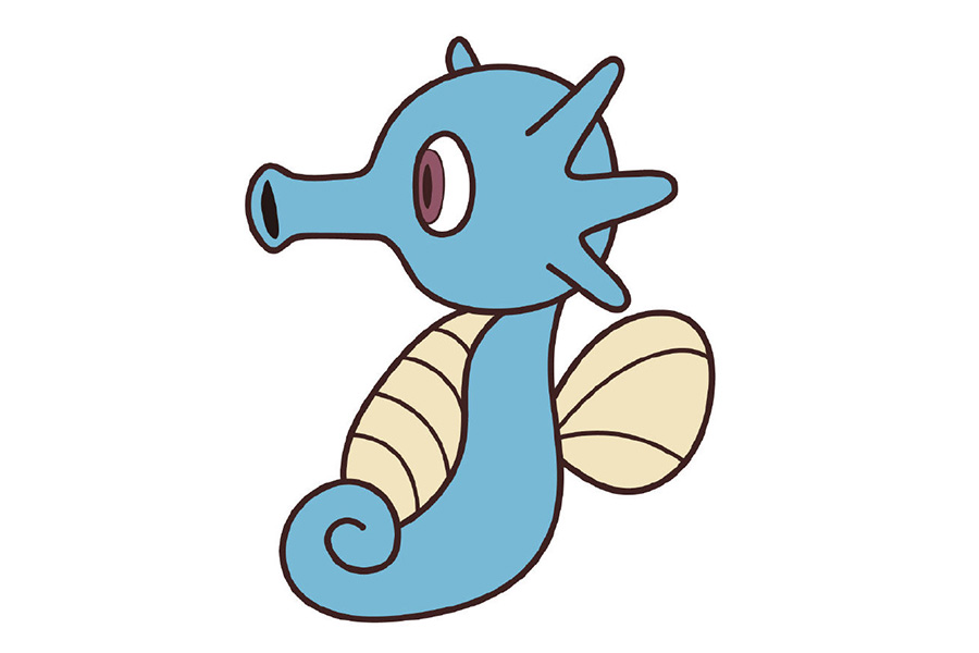 皮卡丘和他的朋友们系列之墨海马简笔画画法步骤