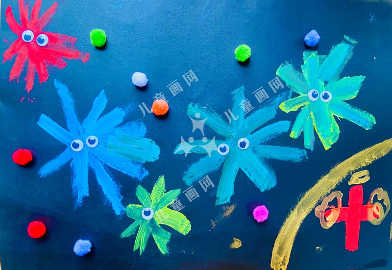 抗疫英雄儿童手绘画