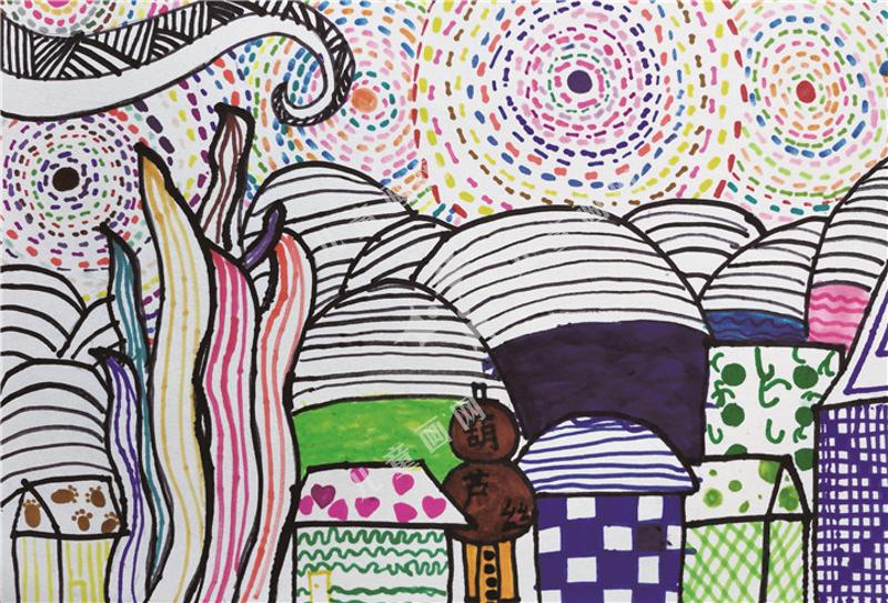 创意儿童画作品星月夜