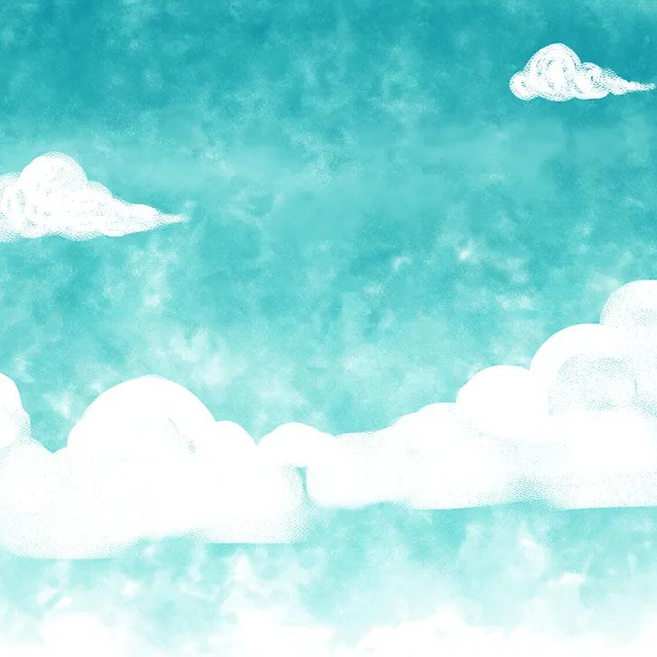 步骤2：待天空背景充分干燥后，我们画出天空中的白云。