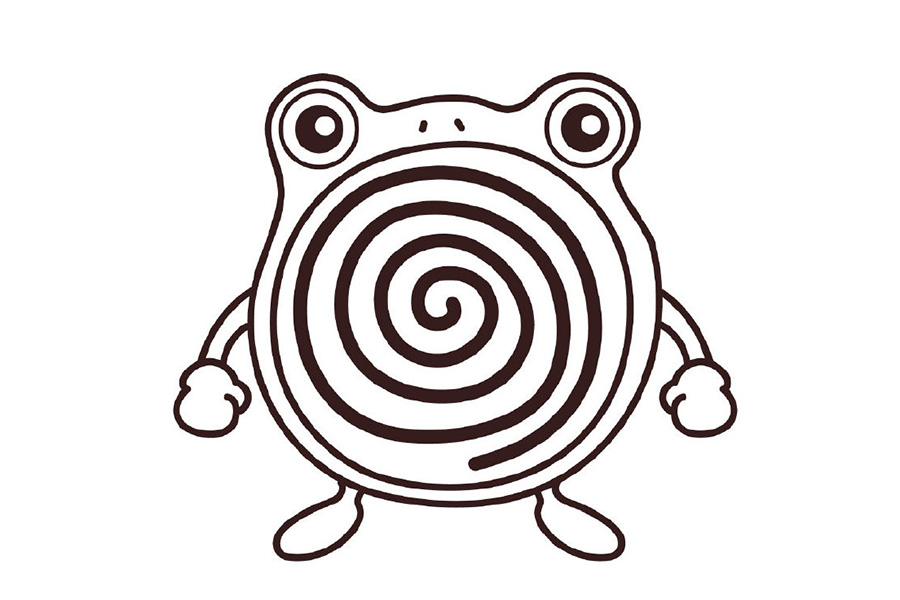 皮卡丘和他的朋友们系列之蚊香蛙简笔画画法步骤-图8