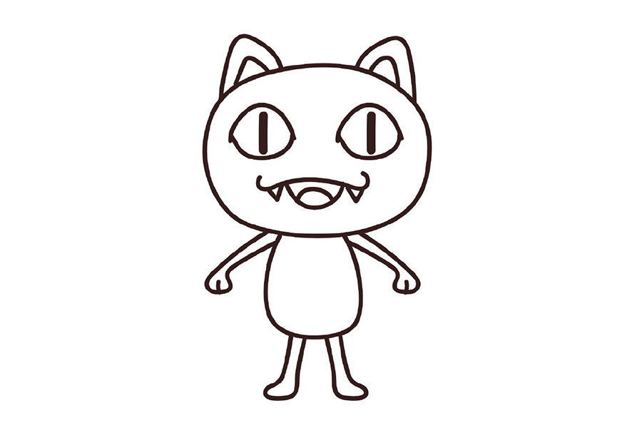 皮卡丘和他的朋友们系列之喵喵简笔画画法步骤-图6