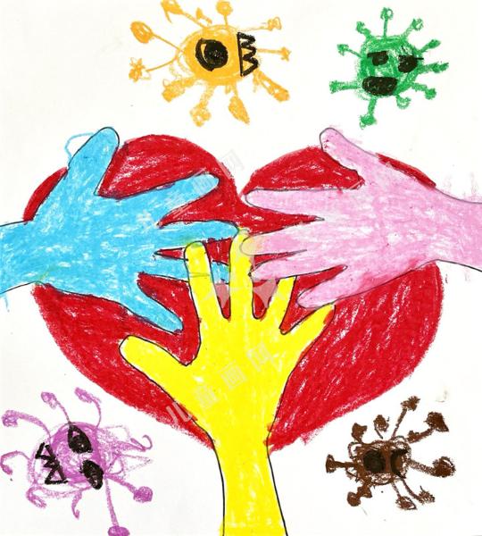 儿童抗疫绘画作品万众一心