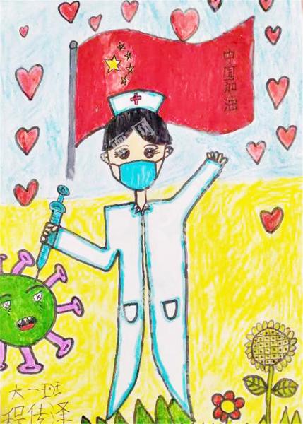 抗疫小勇士儿童画