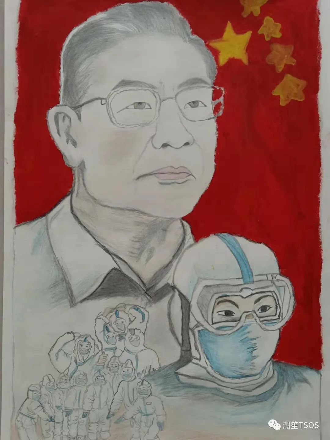 步骤5：《战“疫”英雄》作品简介：抗击疫情，驱逐寒冬，守护春天。病毒无情，人间有爱，勇毅往前，战无不胜。让我们静待花开。