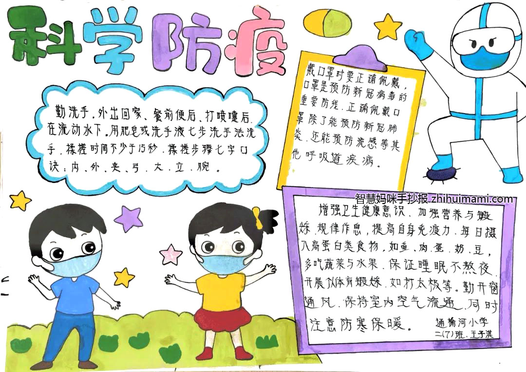 校园疫情防控主题手抄报（10张）-图7