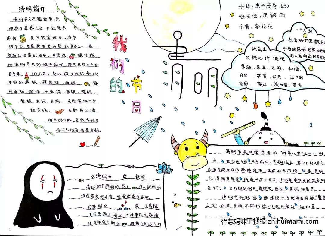 6张简单漂亮的清明节手抄报绘画-图5