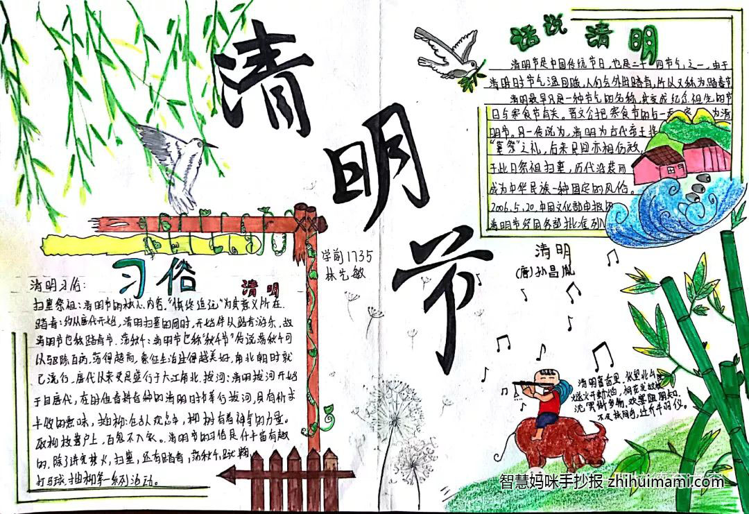6张简单漂亮的清明节手抄报绘画-图6