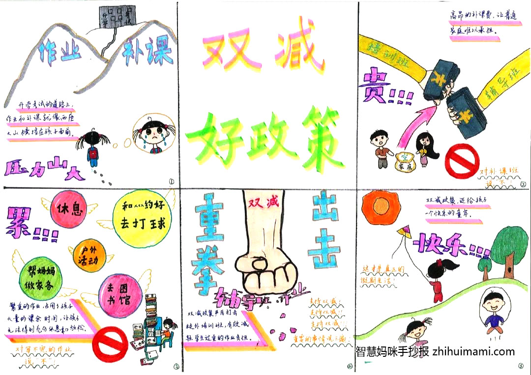 关于双减和五项管理的手抄报绘画（10张）-图2