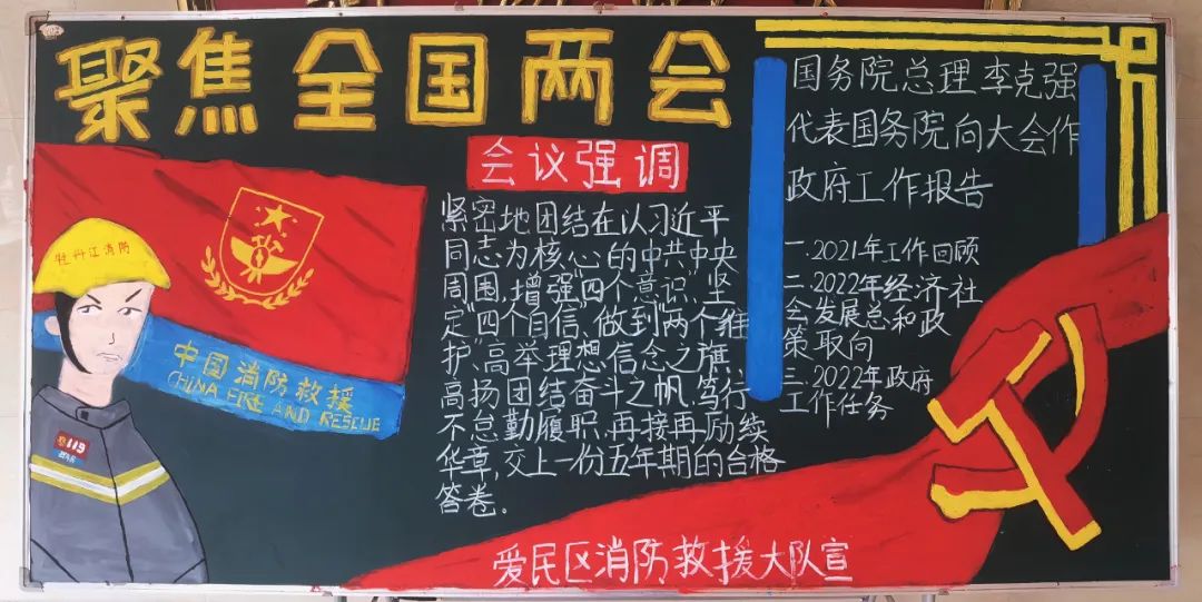 “喜迎盛会跟党走·笃行不怠担使命”两会主题黑板报-图4