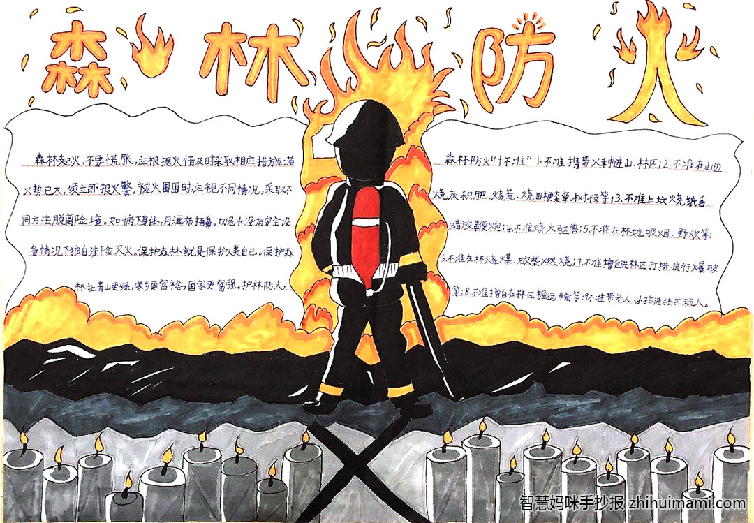 步骤3：《森林防火》作品简介:森林起火注意事项 森林防火十不准