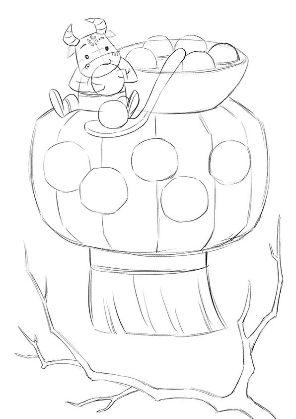 步骤2：继续绘制画面其他元素，补充细节草图。