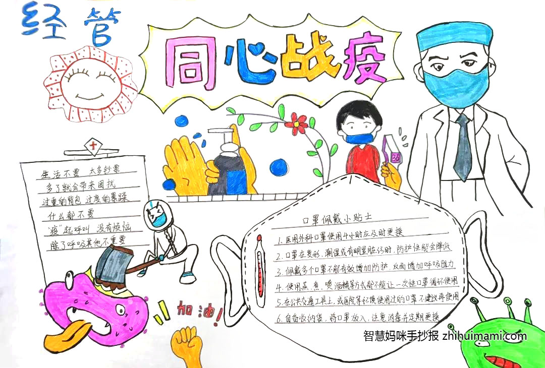 众志成城抗击疫情的主题手抄报-图2