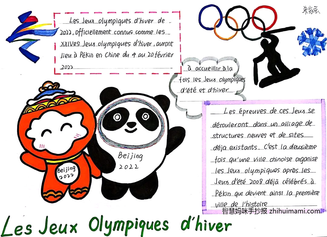 8张超简单的冬奥会英语手抄报-图1