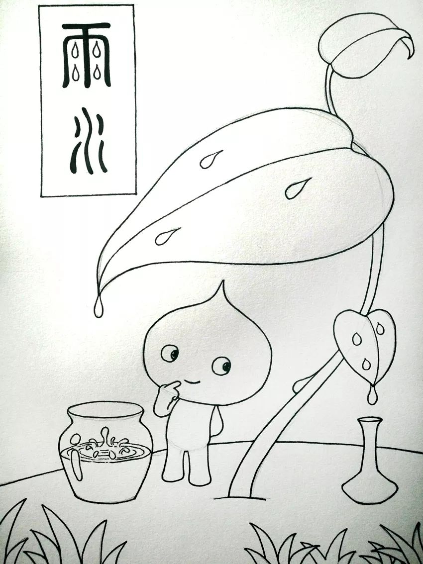 步骤2：接下来我们对画面的各部分进行描线。