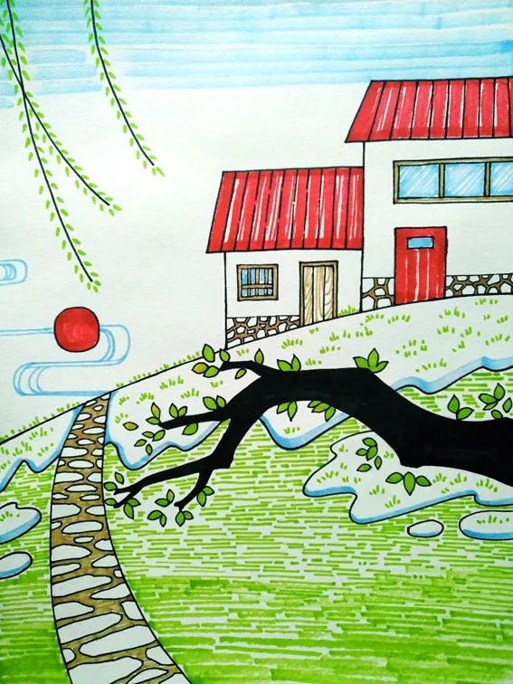 儿童画优秀作品—新绿